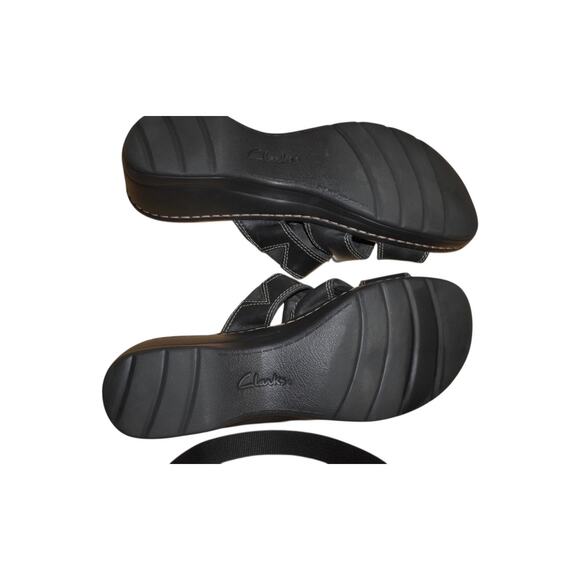Clarks Collection Black Leather Comfort Sandals Womens US 11 EU 42.5 - Picture 9 of 12
